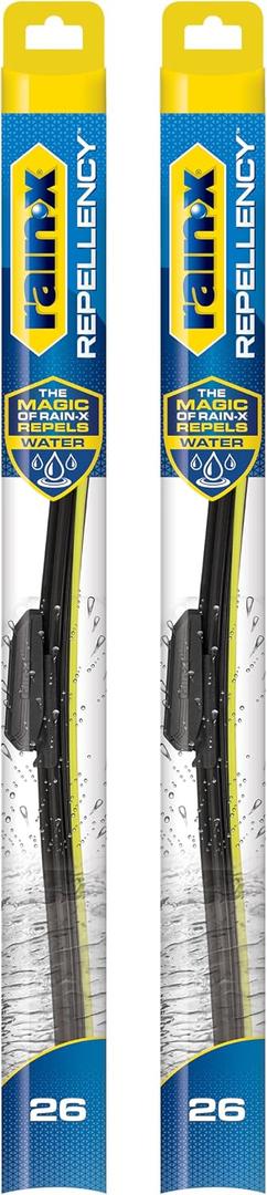 Rain-X 810365 Repellency Water Repellent Wiper Blades, 26" Windshield Wipers (Pack of 2), All Weather Streak-Free for Enhanced Visibility w/Water Repellency Formula 
