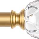 KAMANINA 1 Inch Curtain Rod 72 to 144 Inches (6-12 Feet) Telescoping Luxury Gold Curtain Rods for Windows, Heavy Duty Long Drapery Rods with Crystal Netted Texture Ends, 32-144"