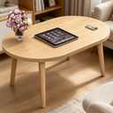 23.6" Small Coffee Table for Small Space, Mini Low Oval Coffee Table, 23.6" x 15.8" x 16.3"