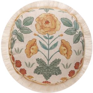 patdrea Designer Round Throw Pillow Covers for Couch,Vintage Lace French Linen Pillows Cover with Beige Daisy Floral Pattern,Farmhouse Decorative Cushion for Bed,Outdoor,Diameter 16"