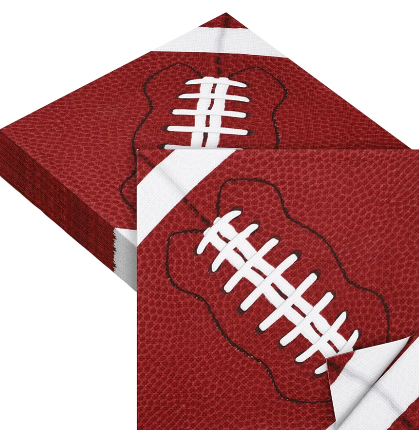 Aodaer 48 Pieces Football Paper Napkins Disposable Football Party Napkins Football Rugby Cocktail Dinner Napkins Set 13" x 13" Unfolded Football Tableware Napkins for Rugby Party Supplies Pack of 2