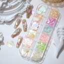 Seashell Slices Nails Decoration, 3D Nail Glitter Sequins Irregular Thin Flakes Nail Design Mix Colors Shell Slices Decoration UV Gel Shiny Accessories Mermaid DIY Acrylic Nails Supplies for Women