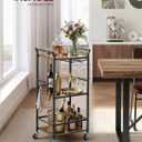VASAGLE Bar Cart with Wheels, Drink Cart with Wine Rack and Glass Holder, 17.5"D x 12.6"W x 33.7"H