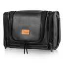 MIRASON Hanging Toiletry Bag for Men Dopp Kit Waterproof Leather Travel Organizer Bag with Sturdy Metal Hook and Handle for Bathroom Shower Cosmetics Camping Gift for Men (Black) (Black)