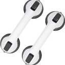 2-Pack Grab Bars for Bathtubs and Showers, 12 inch Shower Handle Suction Shower Bar, Safety Bars for Shower Chair, Bathroom Grab Bar for SeniorNo Drilling Removable (Gray, 12 inch)