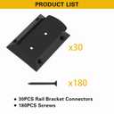 30Pcs Aluminum Deck Railing Brackets Connector for 2x4 Railing Wood Post with 180pcs Galvanized Wood Screws