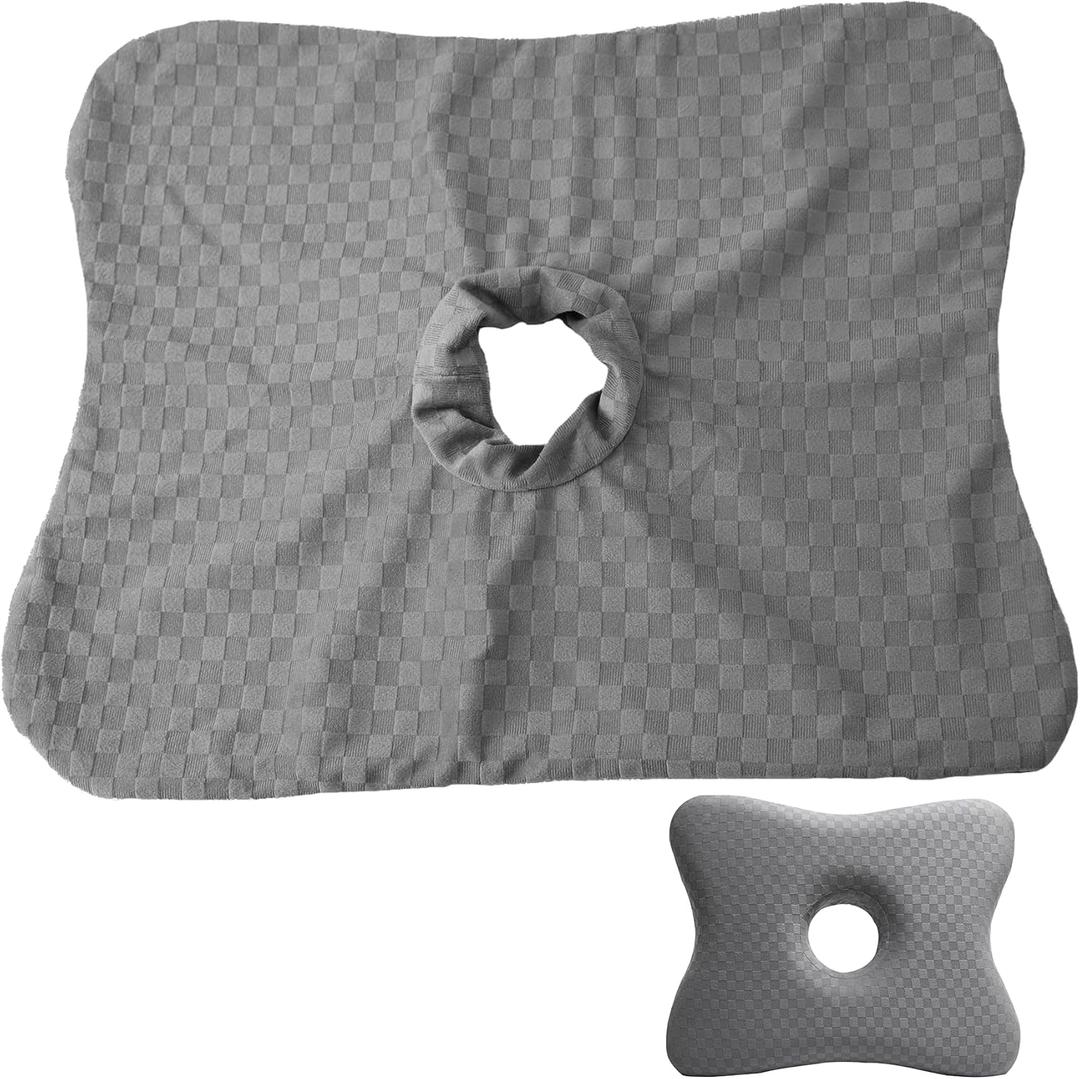 Pillowcase for Single Hole Ear Pillow -Soft and Skin-Friendly Premium Cotton Pillowcase (1pc Light Grey Pillowcase)