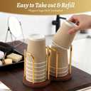 Wood Bathroom Cup Dispenser 3 oz-8 oz Disposable Paper & Plastic Bathroom Cup Holder - Mouthwash Cup Dispenser for Bathroom Countertop - Disposable Coffee Cup Dispenser for Kitchen, Coffee Station