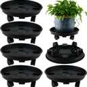 5 Packs 14 Inches Large Plant Caddy with Wheels Plant Saucers on Wheels Rolling Plant Stands Heavy-duty Plant Dolly Plastic Planter Roller Base Pot Movers Outdoor Plant Tray Coaster, Black