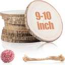10 Pcs Natural Paulownia Wood Slices 9-10 Inches, Unfinished Wooden Rounds for Table Centerpieces, DIY Crafts & Wedding Decor