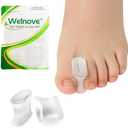 Welnove Upgraded Gel Toe Separators – 6-Pack Aloe Vera Extract Infused Silicone Toe Spacers for Straightening Overlapping Toes, Calluses – Bunion Corrector for Men and Women (Large, Clear)