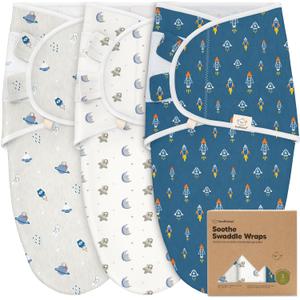 3-Pack Organic Baby Swaddle Sleep Sacks - Swaddles for Newborns, Infant 0-3 Months, Baby Girls, Boys, Soft & Snug Newborn Sleep Sack, Nursery Swaddling Blankets (Cosmo) (One Size)