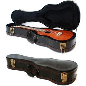 Ukulele Hard Case, Concert Ukulele Case - 23/24 Inch Crocodile Pattern Leather Bulge Surface with Plush Interior (Black)
