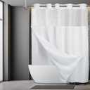 TYTYUU No Hook Shower Curtain with Snap in Liner Set, White Waffle Weave Shower Curtain for Bathroom Modern Heavy Duty Fabric for Hotel 71x74 Inches