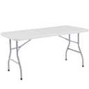 National Public Seating 30" x 60" Plastic Folding Table - Adjustable, Heavy-Duty, Portable, Indoor/Outdoor Table for Office, Camping, Events & Parties Scratch & Heat Resistant, Speckled Gray