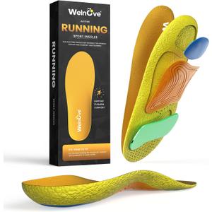 Welnove Performance Running Sport Insoles  Shock Absorption Athletic Inserts Lightweight & Thin Design with Energy Return Technology  Enhance Performance, Endurance & Foot Alignment-L (L:Women's 10.5-11.5 / Men's 8.5-9.5)