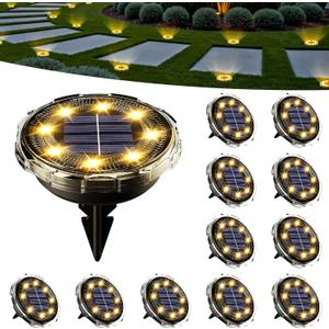 SOLPEX Solar Ground Lights 12 Pack, Solar Pathway Lights Outdoor Waterproof, Landscape Lighting for Garden, Walkway, Driveway, Yard, Deck, Patio, Swimming Pool (Warm White)
