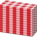 Blue Needles Gingham Buffalo Plaid Cloth Napkins 100% Cotton Set of 12 Dinner Table Napkins 18x18 inch Soft, Reusable, Washable Perfect for Spring Summer Easter & Everyday Use - Red & White