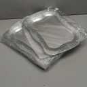 Layhit 10 Pcs Plastic Serving Trays 13" x 9" Rectangle Platters for Dessert Display Tray for Decoration Embossed Serving Platter Dish for Parties, Weddings, Engagements, Birthdays (Silver)