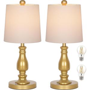 Dott Arts Cordless lamp Table Lamps Set of 2, Battery Powered Rechargeable lamp 3-Way Dimmable Modern Nightstand Lamp Sets Bedside Touch Desk Lamp for Bedroom Living Room, LED Bulbs Included(Gold)