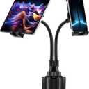 Dual Cup Tablet Mount Holder for Car 360 Rotatable Mount Long Flexible Neck Adjustable Universal Size Fits for Most 2 Tablets 4.7"-10"