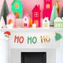 3 x HOUSE OF PARTY Christmas Banner - "HO HO HO" Christmas Sign, Festive Santa Claus & Christmas Tree Garland for Holiday Decorations, Xmas Party Office Supplies for Mantel & Wall Decor, Reusable (Style 1)