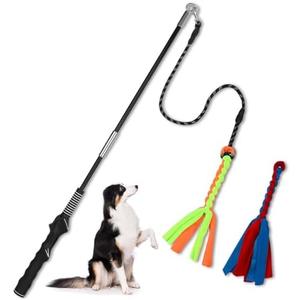 SYOOY Flirt Pole for Dogs, Interactive Dog Toys Teaser Wand Play Pole with Fleece Rope Lure Chewing Toy for Small Medium Large Dogs Puppy Outdoor Exercise & Training …