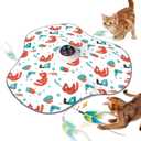 Interactive Cat Toys Rechargeable: Moving Concealed Feathers with Chime - Hide and Seek Toys,Touch Cat Kitten Toy Exercise Toys for Indoor Bored Adult Cats,White