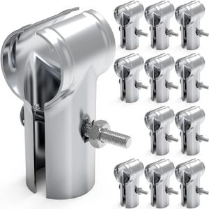 12 Pcs End Rail Clamps 1-5/8" x 1-5/8", T Pipe Clamp for 1-5/8" OD Pipe Chain Link Fence End Rail T Clamp Panel T Clamps Chain Link Fence Parts (1-5/8" x 1-5/8" (12 Pcs))