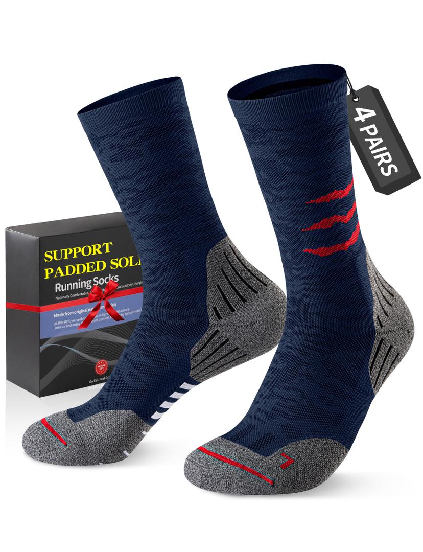 Bbfrey Crew Compression Socks for Men Women - Mild Support, Wicking Cushioned Compression Running Socks for Sport Basketball