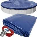 Robelle 15 ft Professional Supreme Blue Pool Cover for Above Ground Pools | Blue Winter Cover, 4 ft Overlap (19ft Cover Size), Solid 12 x 12 Scrim, 3.7 oz/yd2, 125 GSM, Style: 2715-4A