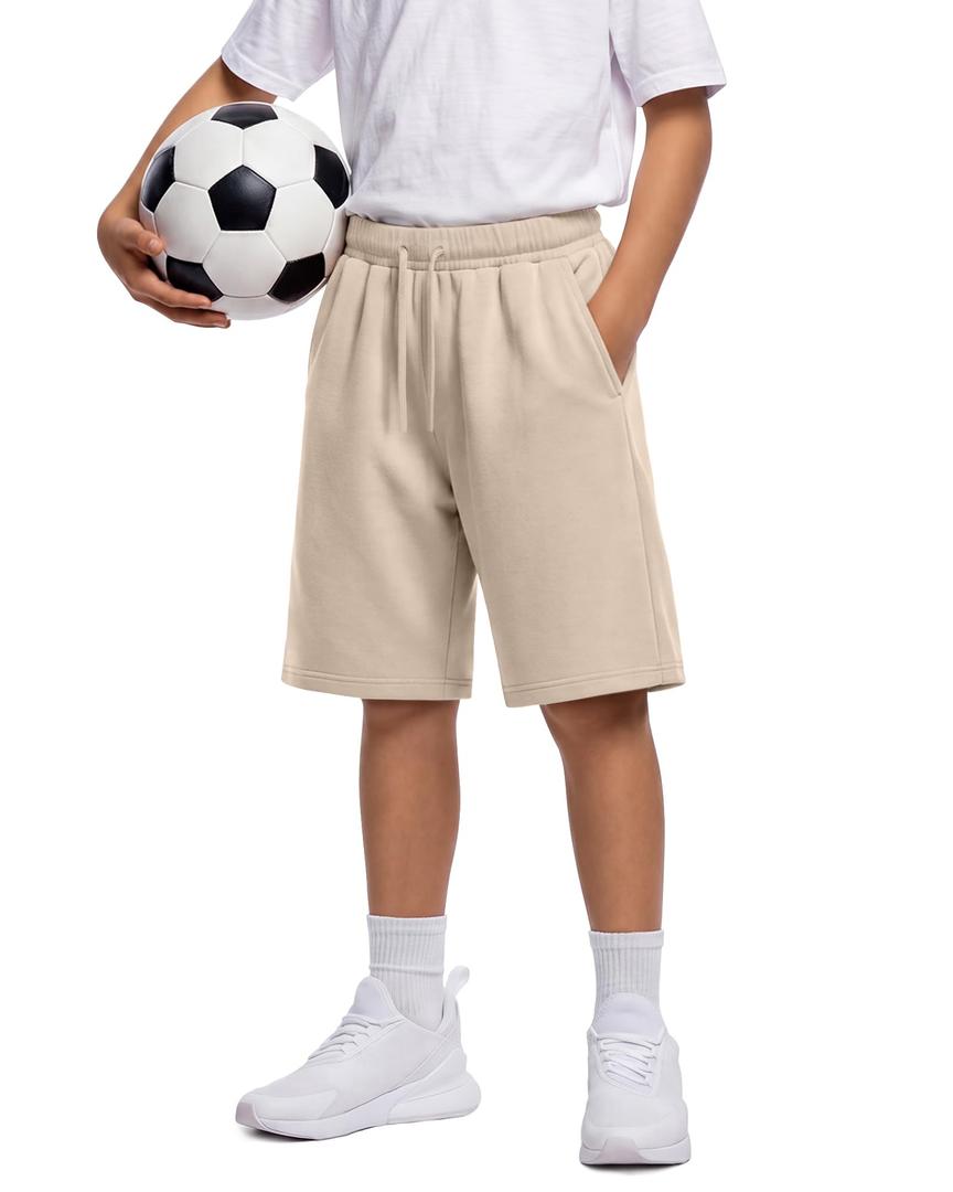 Oakgarden Boys' Athletic Knee Length Shorts, Apricot, 7-8 Years