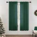 Mrs.Naturall Dark Emerald Green Sheer Curtains,Linen Forest Green Living Room Curtains 63 Inch Length Cortinas Verdes para Sala (36"W x 63"L (Pack of 2))