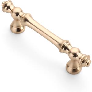 Asidrama 6 Pack 3 Inch(76mm) Brushed Brass Kitchen Cabinet Handles, Gold Cabinet Pulls Kitchen Cabinet Hardware for Cupboard Drawer Pulls (3" Hole Center)