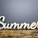 White Wooden Summer Sign for Tabletop, Rustic Table Summer Decor Wall Decor for Living Room Home Office Shelf Mantel Indoor Wood home Decor Summers Table Top Party Decoration