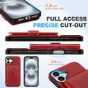 SHIELDON Wallet Case for iPhone 16 Plus 6.7" 2024, Genuine Leather Non-Detachable Magnetic RFID Blocking Card Holder, Slim Shockproof Protective Case Compatible with iPhone 16 Plus - Retro Red
