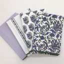TARAN LIVING Printed Kitchen Dish Bar and Tea Towels Cotton, 18x28 inch with Trims, Cotton Dish Towel Sets (White & Purple, Set of 4)