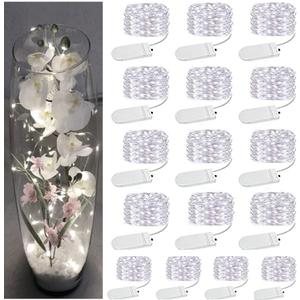 16 Pack LED Fairy Lights Battery Operated - 10FT 30LED Copper Wire Mason Jar String Lights, IP65 Waterproof, Bendable for Indoor/Outdoor, Christmas, Wedding, Party, Camping Decor (Cool White)