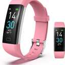 Fitness Tracker with Blood Pressure Heart Rate Oxygen Monitor, Activity Sleep & Temperature Smart Watch IP68 Waterproof Pedometer Step Counter for Kids Man Women S5 (Pink)