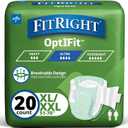 FitRight Stretch Ultra Adult Briefs, Incontinence Diapers with Tabs, Heavy Absorbency, Large/XL/2XL, 51 to 70", 20 Count