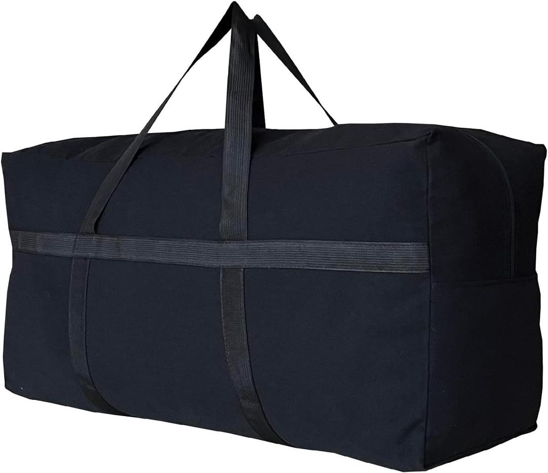 Extra Large Storage Duffle Bag for Travel, Black Oversized Giant Big Traveling Duffle Bag (Medium-31.5"(L) X 11.8"(W) X 16.5"(H), Canvas Black)