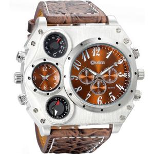 Avaner Men's Leather Wrist Watches: Big Face Dual Time Zone Oversized Large Dial Leather Strap Analog Quartz Watch