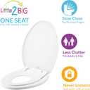 Little2Big Toilet Seat with Built-In Toddler Potty Training Seat, Slow Close, Easy to Install, Made in USA, ELONGATED, White