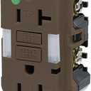 Leviton 20A-125V Hospital Grade Tamper-Resistant Guide Light Duplex Self-Test GFCI Receptacle, 20-Amp, GFNL2-HG, Brown