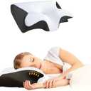 Sleep Apnea Pillow, Airway Pro Cervical Pillow for Neck Pain Relief, Orthopedic Memory Foam Neck Support Pillow for Side, Back & Stomach Sleepers, Anti-Snore Ergonomic Contour Pillow (Black)