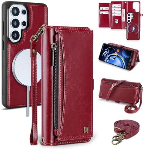 BLISLIAR Wallet Case for Samsung Galaxy S26 Ultra with Card Holder/Crossbody Wallet/Strap| RFID Blocking | Magnetic | Kickstand | Detachable | PU Leather Case for Galaxy S26 Ultra,6.9 in,Wine Red