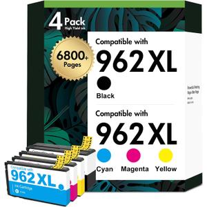 962XL Ink Cartridges Combo Pack Replacement for HP Ink 962 962XL Black and 962 Color Work for HP Officejet Pro 9010 9020 9015 9025 9018 Printers for HP 962, 4Pack