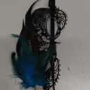 LA CARRIE Metal Feather Masquerade Face Mask for Women Venetian Antique Mardi Gras Masks for Halloween Party Costumes (Blue)