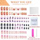 4-Packs (96 Pcs) Halloween Spider Web Press-On Glitter Acrylic Nails - Short Square, French, Glue-On Nails - 12 Sizes, 4 Styles