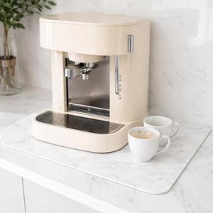 2 Pcs Large Dish Drying Coffee Mat for Kitchen Counter Diatomaceous Dish Dry Mat 11.8" x 18.9" Quick Drying Dry Mats for Coffee Machine Pads(White,Marble)